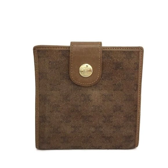 Celine Macadam Brown Suede Leather Bifold Wallet EUC - Picture 1 of 8